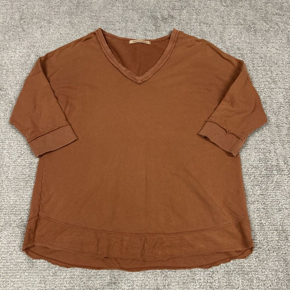 XCVI Wearables Sweatshirt Womens Large Oversized Cotton Blend Rust Orange